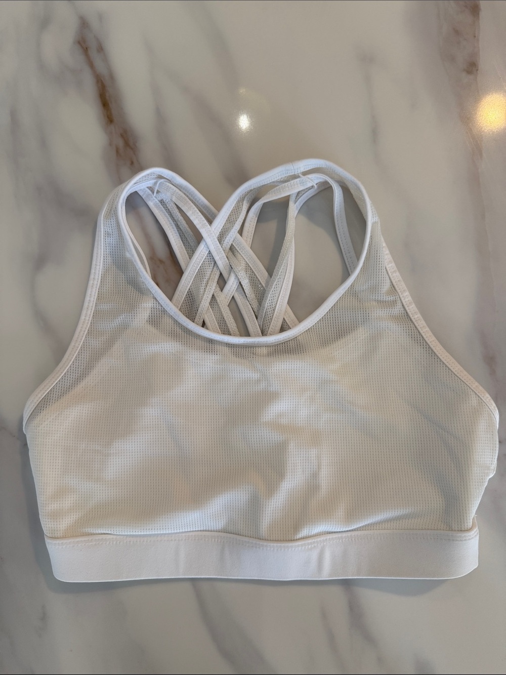 Fabletics Faye High Impact Sports Bra Medium White Mesh